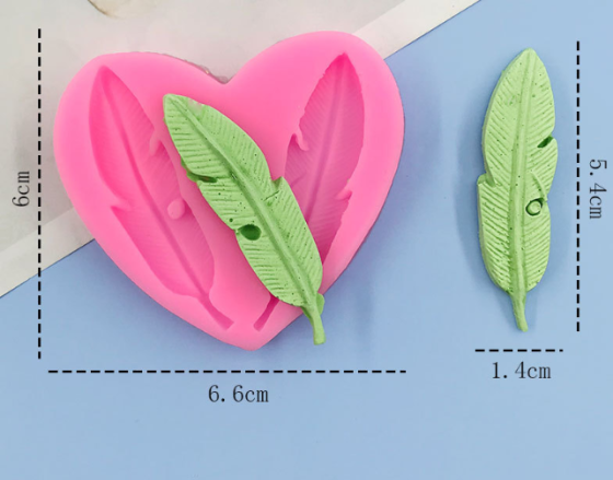 Молд силиконовый Перо 66 на 60 мм розовый Киев