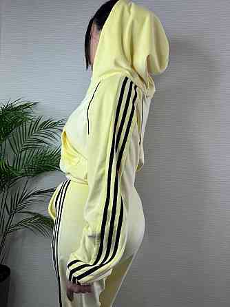 Женский стильный велюровый-плюшевый костюм двойка. Лимонный, 46/48 Одесса