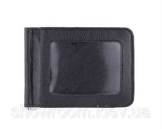 Недорогий шкіряний затискач для грошей (4511) black Київ