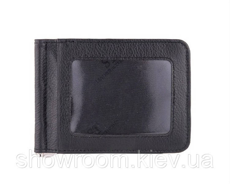 Недорогий шкіряний затискач для грошей (4511) black Київ - фото 1
