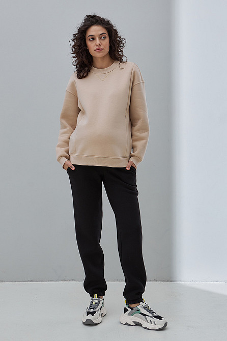 Теплые брюки - джоггеры для беременных из плотного трикотажа с начесом Berit warm XL Юла Мама Черный Кривой Рог - изображение 2