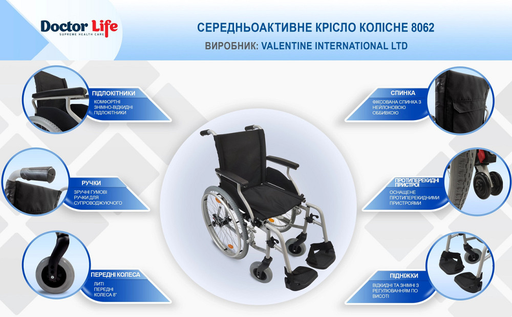 Середньоактивне крісло колісне Doctor Life 8062 Дніпро - фото 5