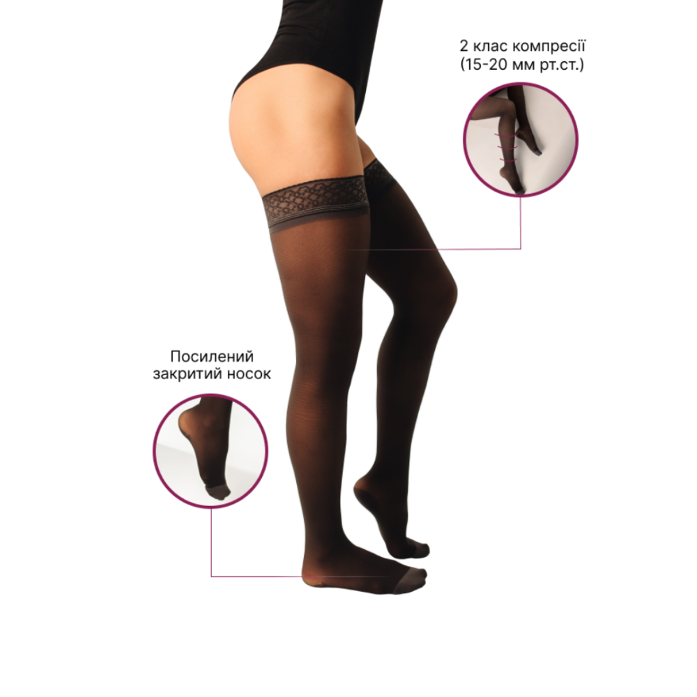 Чулки компрессионные медицинские 2 класс (черные) Transparent Прозрачные Днепр - изображение 2
