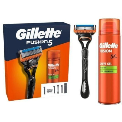 Набор косметики Gillette Станок Fusion5 с 1 сменным картриджем + Гель для бритья Fusion для чувствительной кожи 200 мл (8006530032605) Винница - изображение 1