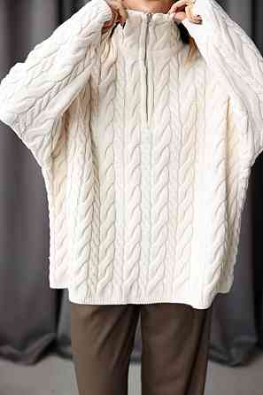 Жіночий класичний оверсайз светр з блискавкою машинна вʼязка Одеса