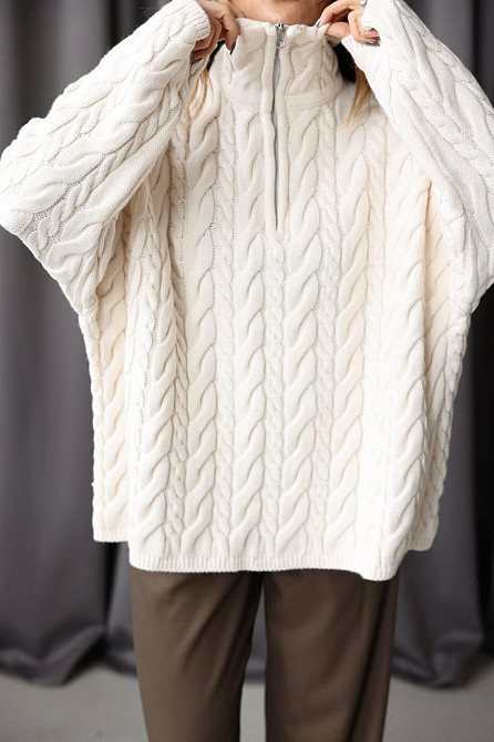 Женский классический оверсайз свитер с молнией машинная вязка Одесса - изображение 2