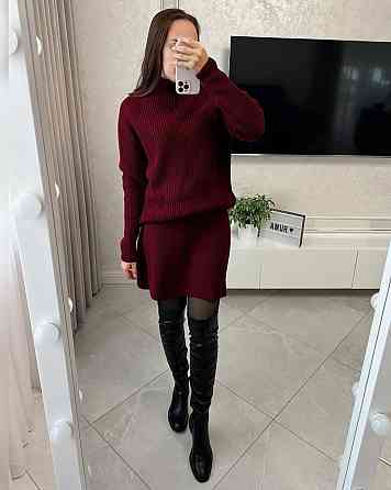 Женский базовый теплый костюм двойка мелкая машинная вязка Одесса