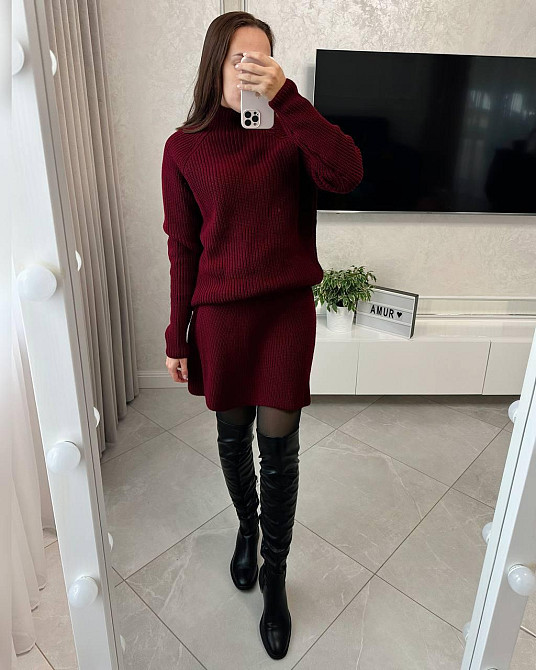 Женский базовый теплый костюм двойка мелкая машинная вязка Одесса - изображение 2