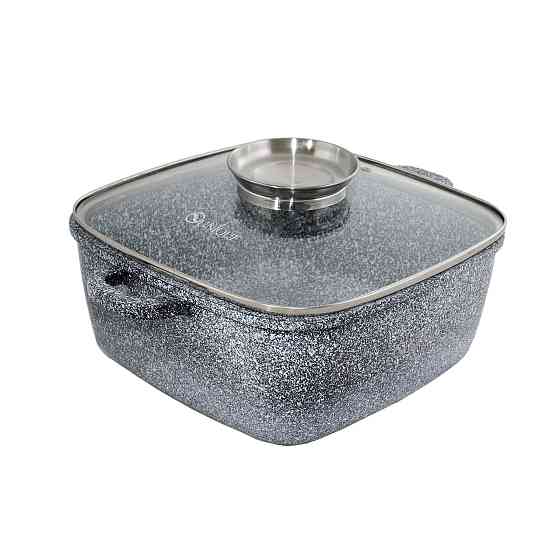 Котел квадратний з антипригарним покриттям Granite Coating UNIQUE UN-5204, кришка, 2.4 л, 20 см Київ