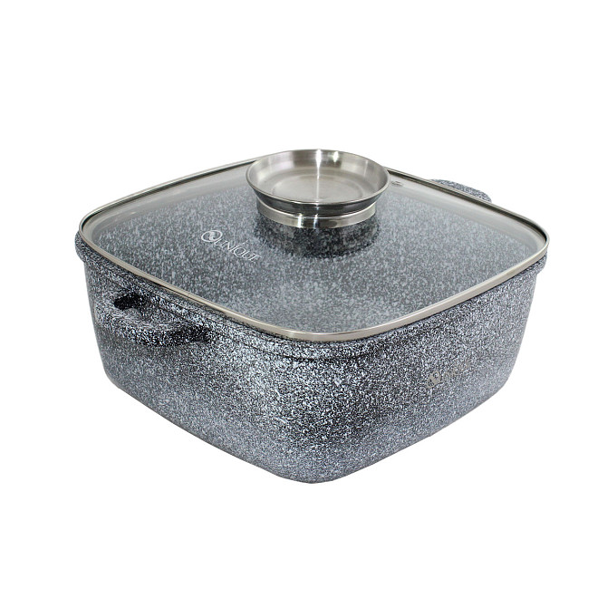 Казан квадратный с антипригарным покрытием Granite Coating UNIQUE UN-5204, крышка, 2.4 л, 20 см Киев - изображение 2