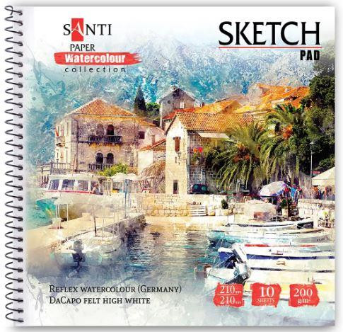 Альбом для акварелі "SANTI" "City"130503 210*210 мм, "Paper Watercolour Collection", 10 арк, 200 г/м, шт Київ - фото 1