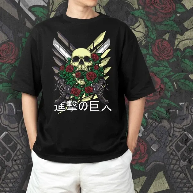 Футболка чоловіча з  принтом Атака титанов Череп Розмір 48 Anime0140 Дніпро - фото 3