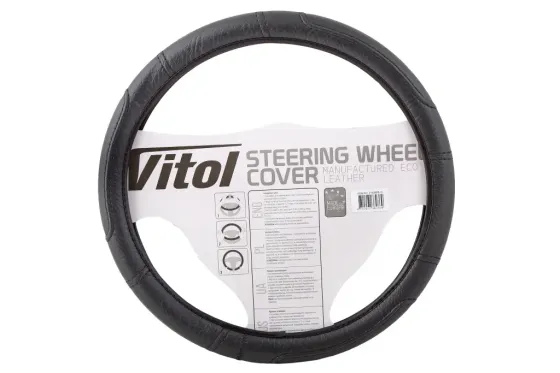 Оплітка на кермо XL Vitol F-16280B-XL чорний під шкіру Вінниця