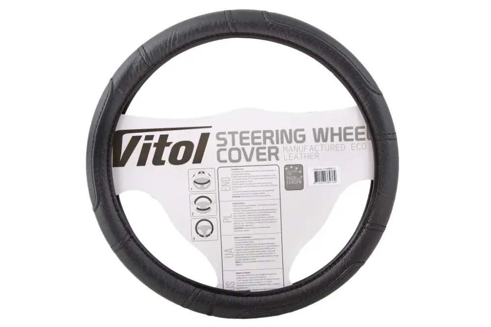 Оплетка на руль XL Vitol F-16280B-XL черный под кожу Винница - изображение 2