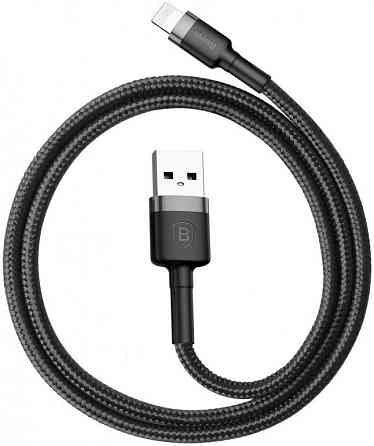 Кабель Baseus Cafule USB 2.0 to Lightning 2.4A 1M Черный/Серый (CALKLF-BG1) Киев