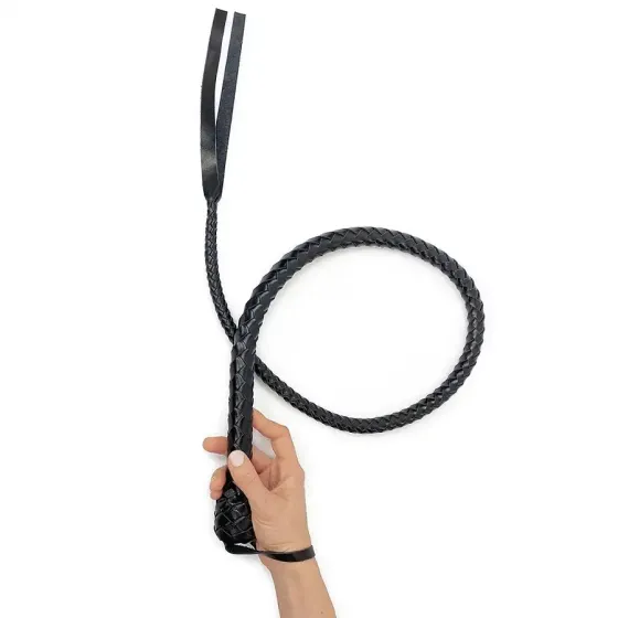 Батіг з рукояттю, натуральна шкіра, колір чорний,  довжина - 120 см Львів