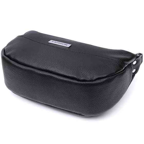 Шкіряна сумка жіноча через плече з незвичайним бігунком брелоком Vintage 22615 Чорна Київ