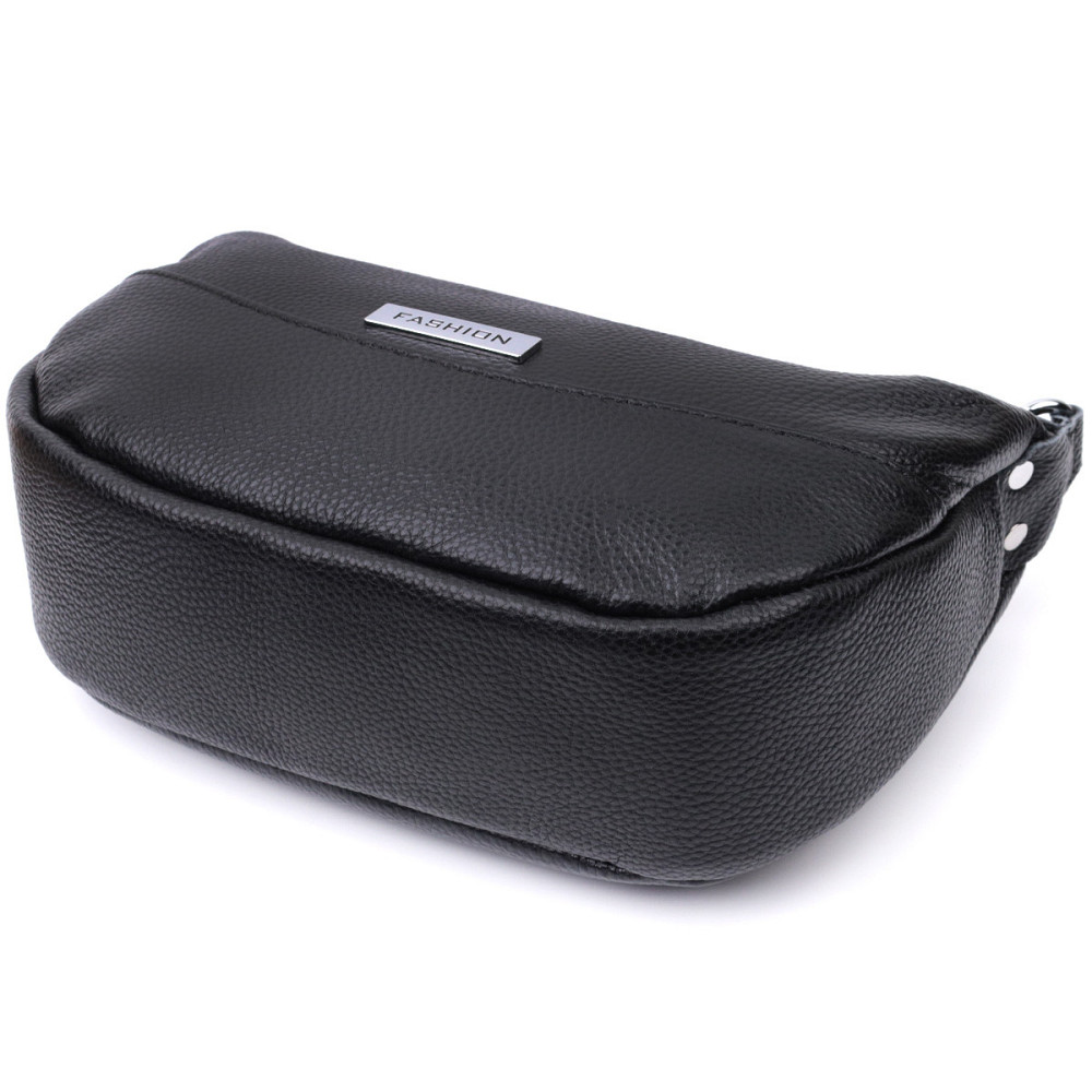 Кожаная женская сумка через плечо с необычным бегунком брелком Vintage 22615 Черная Киев - изображение 5