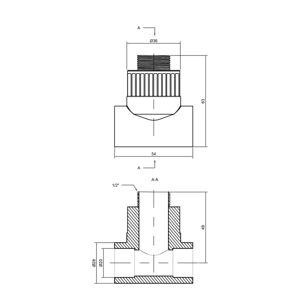Тройник PPR Thermo Alliance 20х1/2"х20 НР Київ - фото 6