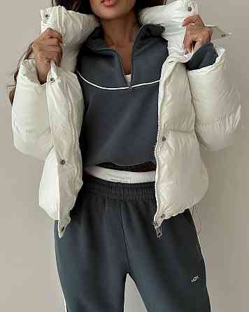 Жіночий теплий прогулянковий костюм-двійка з кантом тринитка на флісі Графіт, 46/48 Одеса