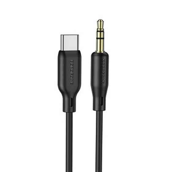 Аудiо кабель BOROFONE BL18 Type-C silicone цифровий audio conversion cable, колір чорний BL18CB Одеса