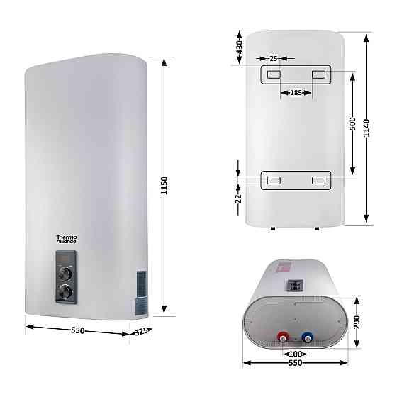 Водонагрівач електричний Thermo Alliance 100 л плоский вертикальний, мокрий ТЕН 2 кВт (0,8 + 1,5,2) DT100V20G (PD)/2 Київ
