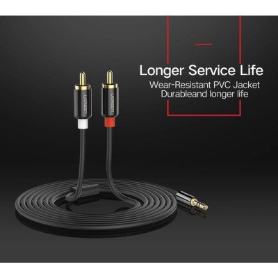 Кабель мультимедійний 3.5mm M to 2xRCA M 1.0m AV116 black Ugreen (10749) Вінниця - фото 3