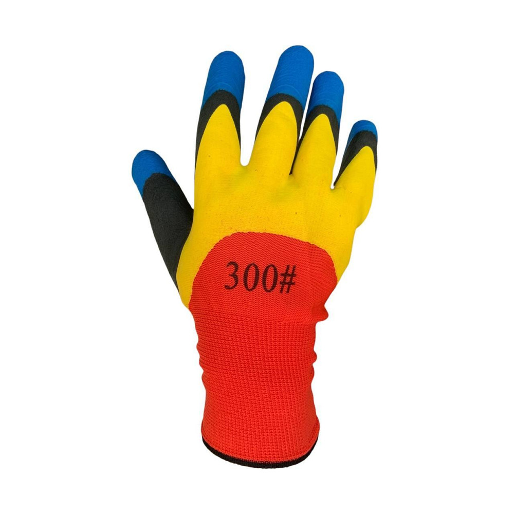 Робочі рукавички з обливом 300 різнокольорові — міцні захисні перчатки для господарських і будівельних робіт Харків - фото 5