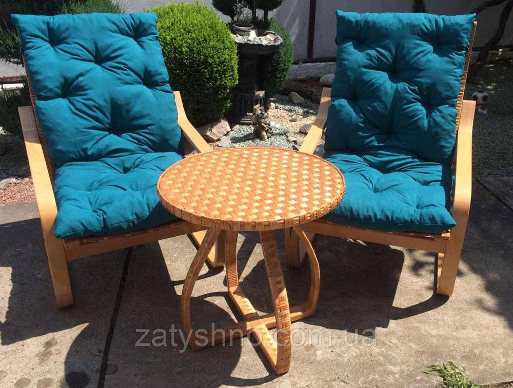 Гойдалки з подушками | Качалки плетені зі столом | меблі плетені з журнальним столом Київ - фото 2