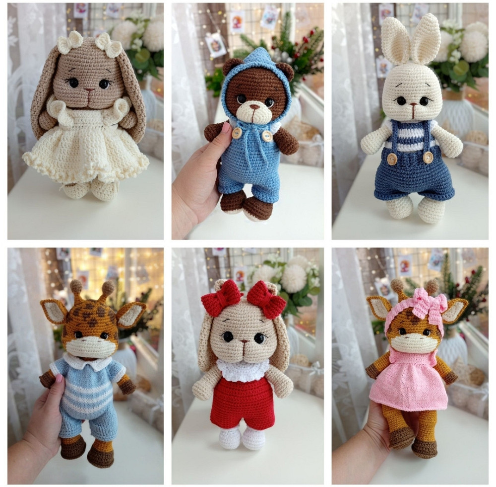 В наявності! В'язані іграшки, м'які іграшки, зайка, ведмедик, плюшеві Харьков - изображение 7