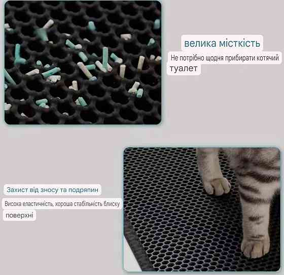 Коврик двойной для кошачьего туалета 30 на 30 черный Киев