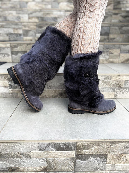 TopS Унти жіночі TopS сірі натуральна замша хутро (висота 26см обхват 32-33см стелька 24.5-26см Коломыя - изображение 9