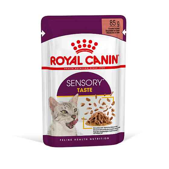 Вологий корм для дорослих котів ROYAL CANIN SENSORY TASTE GRAVY 85 г, шматочки у соусі, cтимулює смак Київ