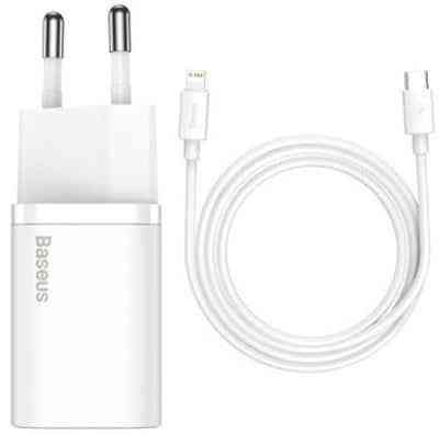 Мережевий зарядний пристрій Baseus super si 1C 20W with simple wisdom data cable type-cip 1m white Киев