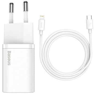 Мережевий зарядний пристрій Baseus super si 1C 20W with simple wisdom data cable type-cip 1m white Київ - фото 2