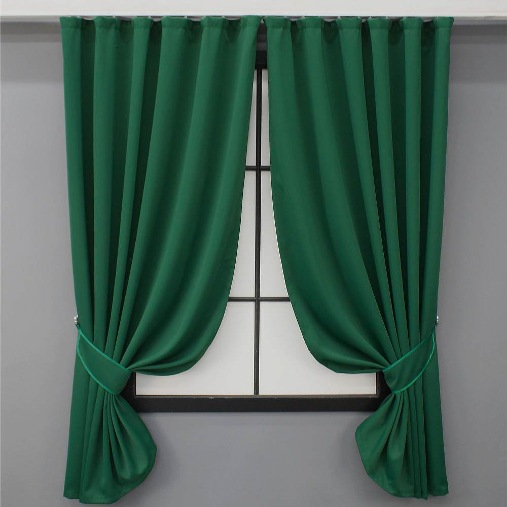 Комплект штор коротких VR-Textil Блэкаут Midnight № 1398ш 140х170 см 2 шт Зеленый (35-0160) Киев - изображение 1