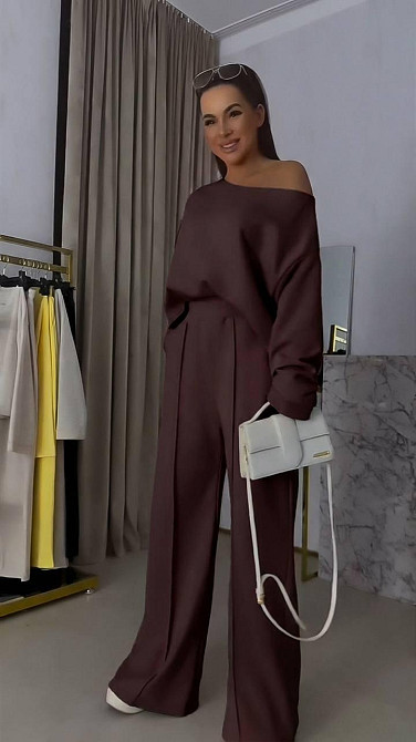 Женский прогулочный костюм двойка: кофта и штаны двунить Шоколадный, 42/46 Одесса - изображение 3