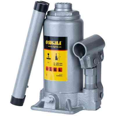 Домкрат Sigma гидравлический бутылочный 5т H 185-355мм (6106051) Винница
