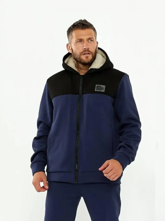 Чоловічий теплий костюм на флісі з хутром Синій 52/54 Харків