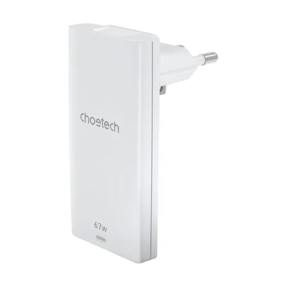 Мережевий зарядний пристрій Choetech PD6011 Ultra thin PD67W GAN A+C White (43-00155) Киев