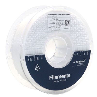 Пластик для 3D-принтера Gembird ABS High Speed, 1.75 мм, 1kg, white (3DP-ABS1.75HY-01-W) Винница - изображение 1