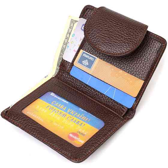 Практичное женское портмоне среднего размера из натуральной кожи Коричневое (CANPELLINI) Киев