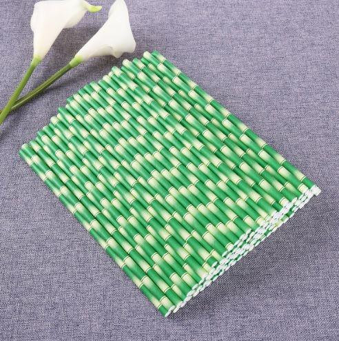 Коктейльні трубочки з принтом бамбука 25 штук 20 см зелений Київ - фото 3