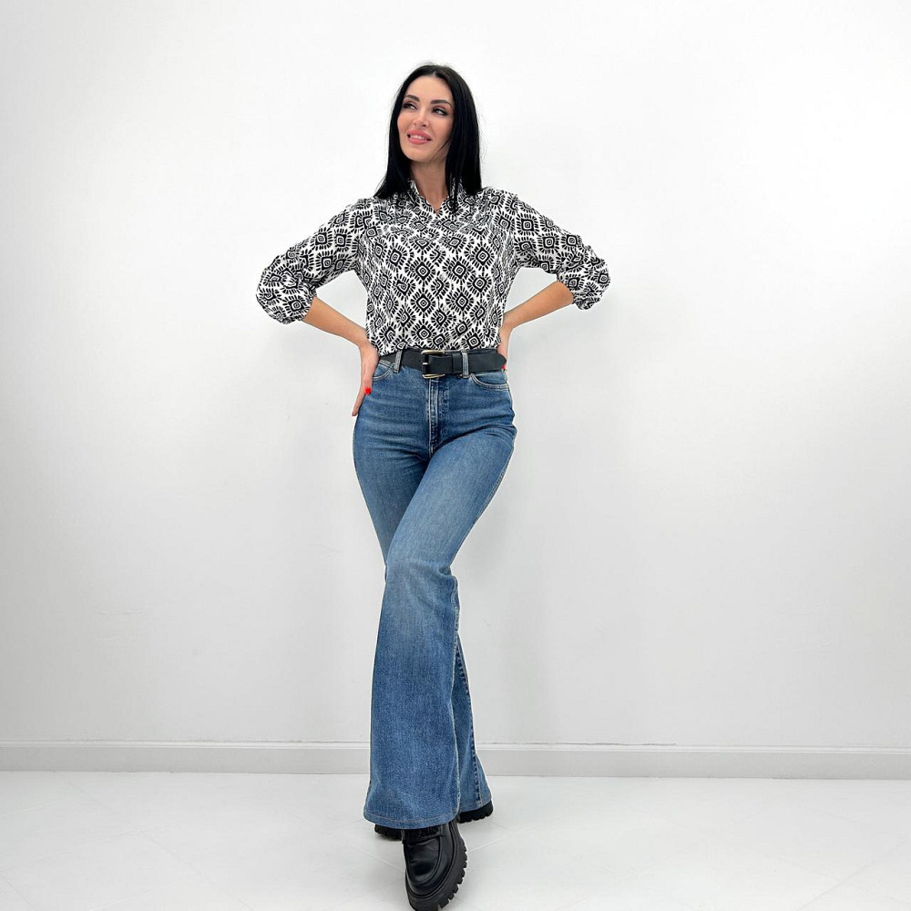 Жіноча блузка з принтом "Marocco" оптом | Норма і батал | Розпродаж моделі Білий, 46-48 Київ - фото 2