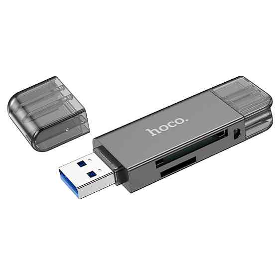 Хаб HOCO HB39 USB/Type-C 3.0 high-speed card reader Metal Gray (6942007604819 ) Київ