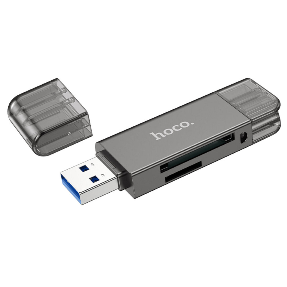 Хаб HOCO HB39 USB/Type-C 3.0 high-speed card reader Metal Gray (6942007604819 ) Київ - фото 4