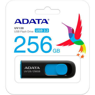USB флеш накопитель ADATA 256GB UV128 Black/Blue USB 3.2 (AUV128-256G-RBE) Винница - изображение 4