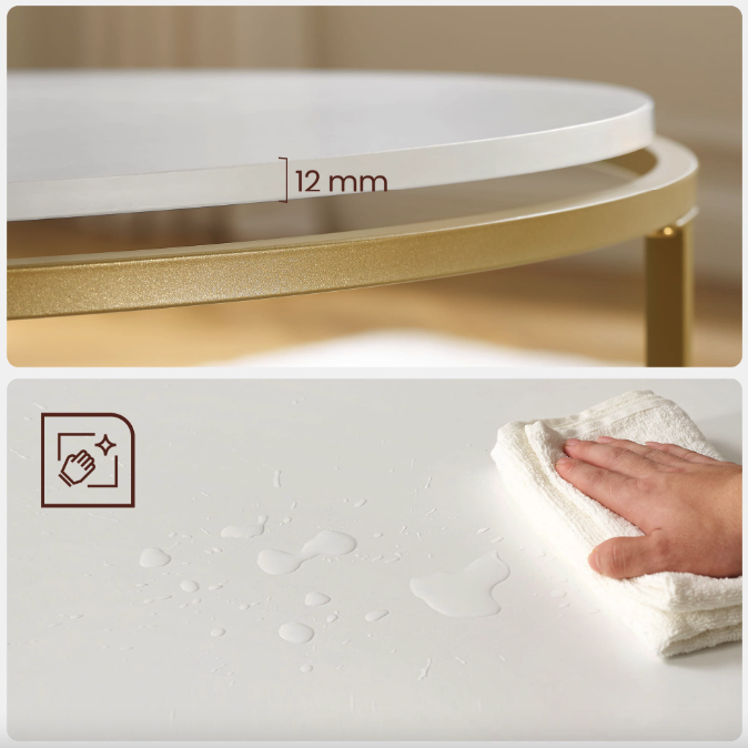 Журнальний столик Leobert Oskar круглий із мармуровою стільницею золото Киев - изображение 5