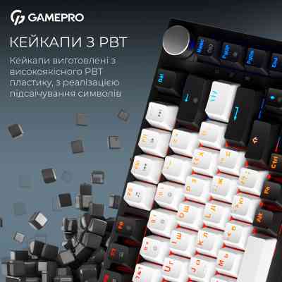 Клавіатура GamePro Asgard Valhalla MK160B Pro 75 RGB Wireless/Bluetooth/USB Black (MK160B Pro) Вінниця