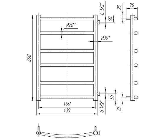 Водяна рушникосушка Mario Класік Б/П 1/2" 600x450/500 Київ